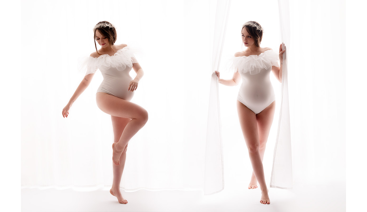 BIAŁE BODY DO SESJI CIĄŻOWEJ
